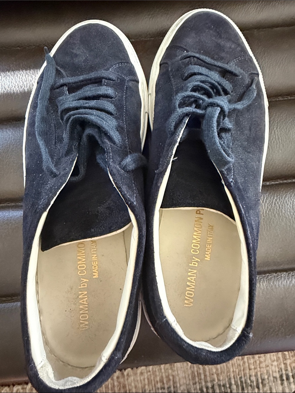 Common Projects Navy Suede Low-Top Sneakers with White Sole